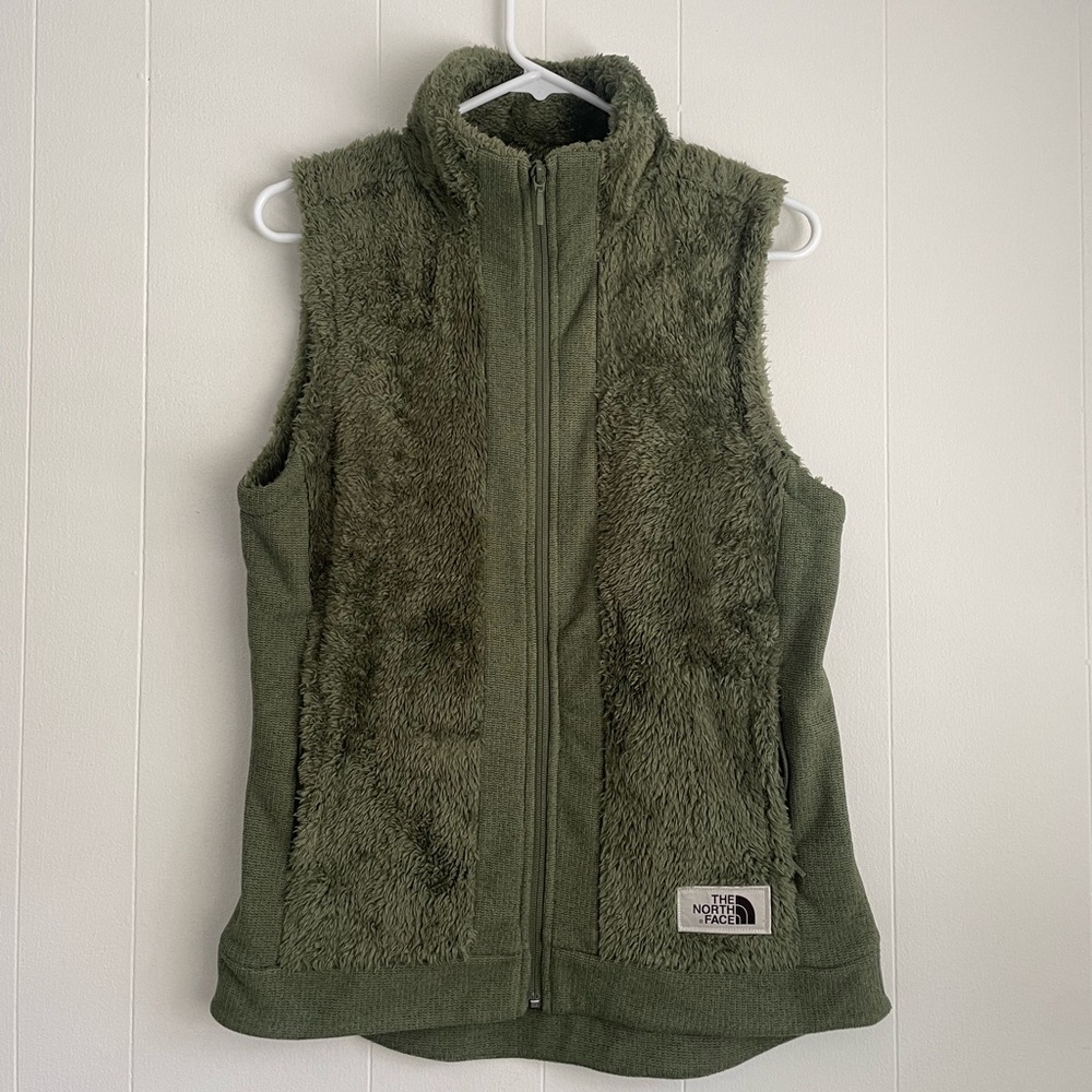 The North Face Fuzzy Fleece Green Osito Zip Up Vest
